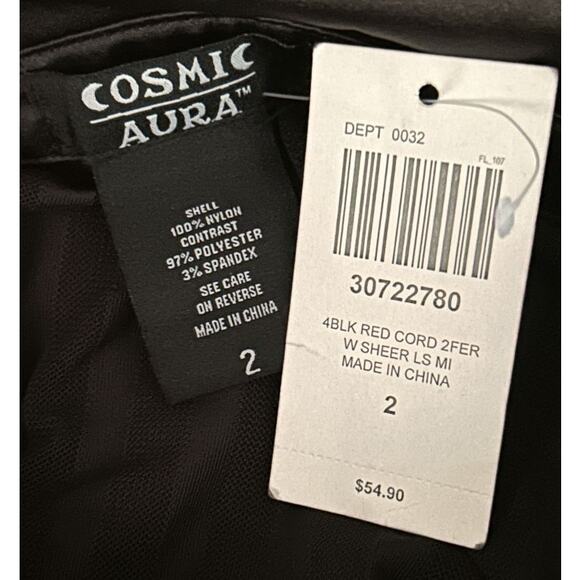 NWT Hot Topic Cosmic Aura Semi Sheer Cropped Satin Trimmed Top Size 2 - Picture 5 of 5